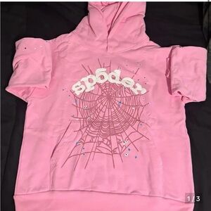 Spyder Pink Hooded Sweatshirt with Spider Web Graphic